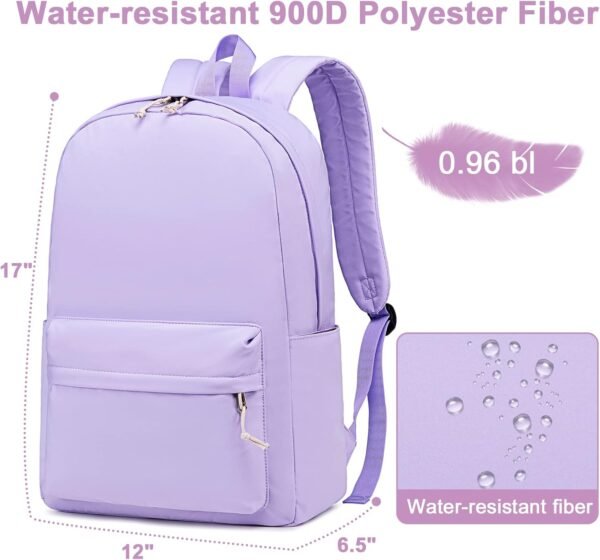 School Backpack for Teen Girls Kids Bookbags Elementary Middle School Laptop Bags Women Travel Daypacks (Purple) - Image 4