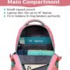 BLUEFAIRY Lightweight Water Resistant Backpack for Girls, Pink, 5-9 Years, Laptop Compartment, Adjustable Shoulder Straps, Breathable Mesh - Image 3
