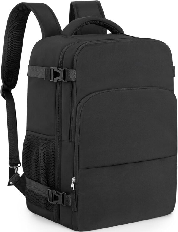 Travel Laptop Backpack, Carry On Backpack for Men Women Airline Approved, Large Waterproof College Business Work Hiking Casual Daypack Bag, Fits 16" Laptop, Black