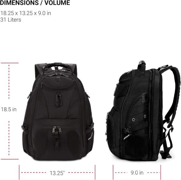 SwissGear 1900 Scansmart TSA 17-Inch Laptop Backpack, Black - Image 6