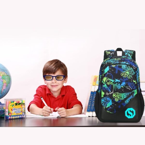 BTOOP Backpack for Kids Boys Girls Bookbag 17 Inch Elementary School Bags Primary Laptop Rucksack for Teens Travel（Skateboard Graffiti-Black - Image 5