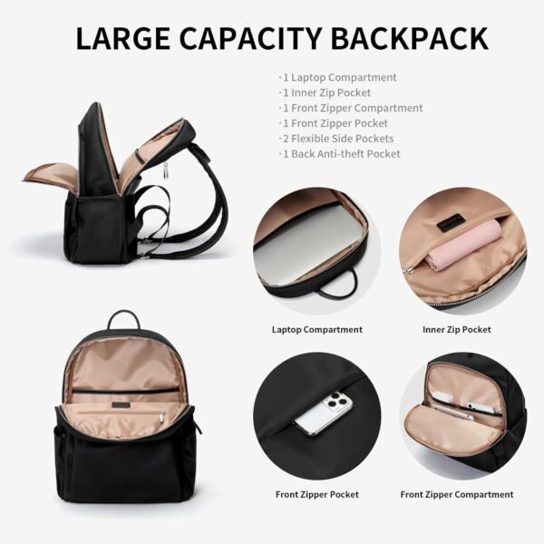 GOLF SUPAGS Laptop Backpack for Women Computer Bag Fits 14 Inch Notebook Travel College Work Backpack Purse (Black) - Image 2