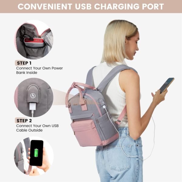 LOVEVOOK Mini Backpack for Women Stylish Waterproof Backpack Purse with USB Port, Cute Bookbag for College School Travel - Image 4