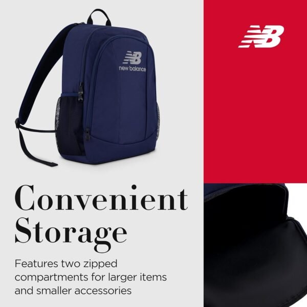 New Balance Laptop Backpack, Commuter Travel Bag for Men and Women, Navy, 19 Inch - Image 3