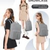 Laptop Backpack For Women Travel Backpack Carry On Backpack For Airplanes College Backpacks For Women Men Causal Daypack Backpacks Waterproof Aesthetic Gym Work Travelling Backpack Grey - Image 5