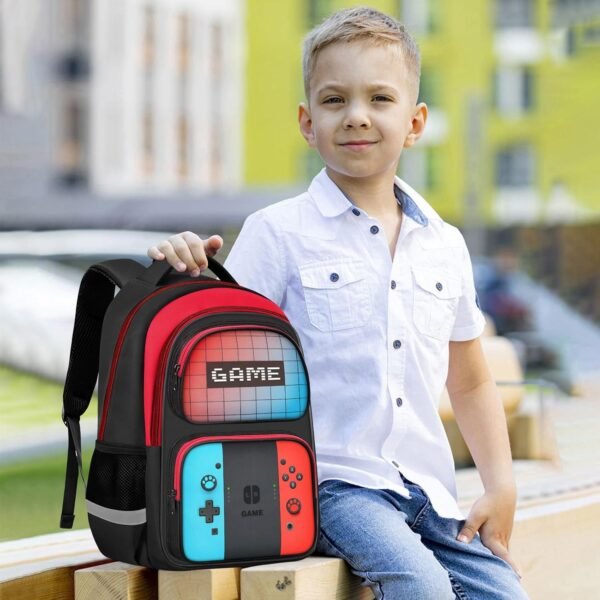 School Backpack For Boys - Gamer Boys Backpack For Kids Children Teens Elementary Middle School - Boys Backpacks Ages 6-18，17″ Video Game Bookbag Travel Back Pack - Image 7