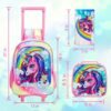 3PCS Rolling Backpack for Girls Boys, Kids Roller Wheeled Bookbag with Lunch Box, Backpacks with Wheels for Elementary - Image 4