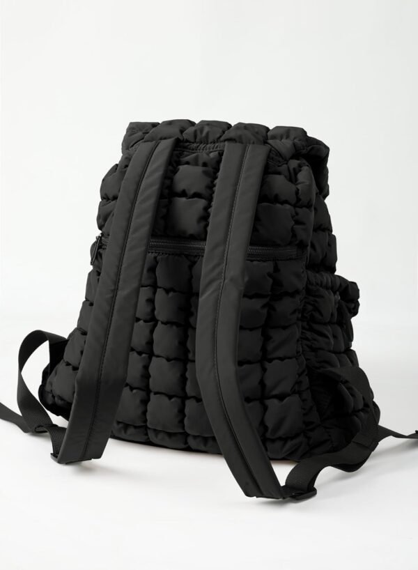 ODODOS Quilted Backpack for Women Lightweight Puffer Hiker Pack Drawstring Padding Travel Gym Bag, Black - Image 3