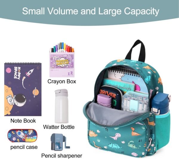 CLUCI Kids Backpack for Boys Girls Toddler Backpack for Preschool Kindergarten Child Cute Daycare Bookbag Travel Green Dinosaur - Image 4