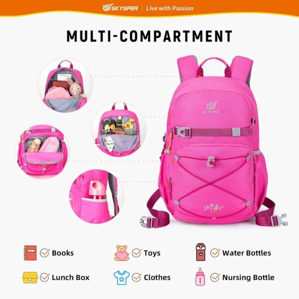 SKYSPER Kids Backpack - 15L Travel Backpacking Small Age 4-6 Ergonomical Design Multi-compartment Breathable Day Pack Preschool Kindergarten Bag - Image 2