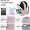 EMPSIGN Laptop Backpack Purse for Women and Men with USB Charging Port, 15.6 Inch Travel Water Resistant Quilted Backpack, High-Capacity 30L Work Business Computer Backpack, Quilted Grey Pink - Image 4