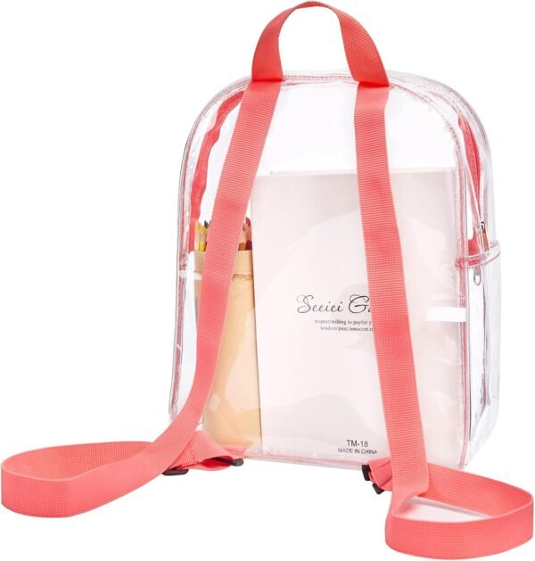 Clear Backpack Stadium Approved,Heavy Duty Cold-Resistant Transparent PVC Backpack with Work, Security Travel & Stadium(Pink) - Image 6