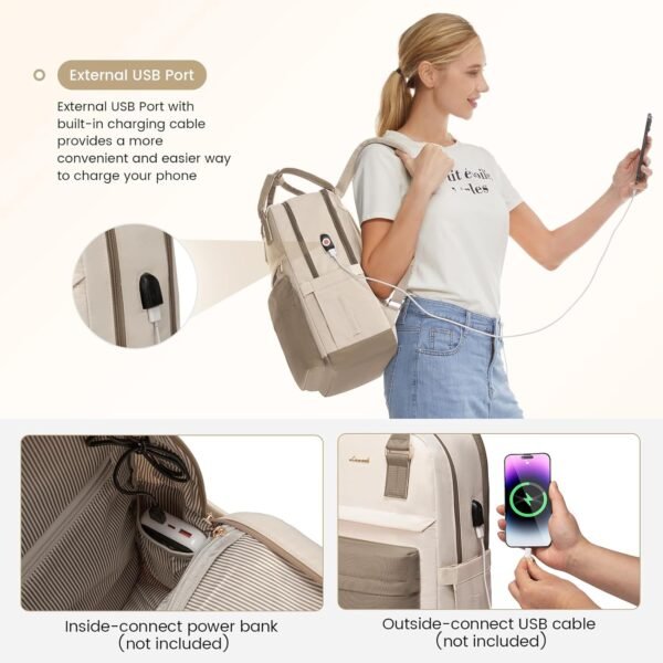 LOVEVOOK Laptop Backpack for Women 15.6 Inch,Cute Backpack Laptop Bag with USB Port,Waterproof Travel Backpack Purse Teacher Nurse Bag Fashion Computer Bag for Work - Image 4