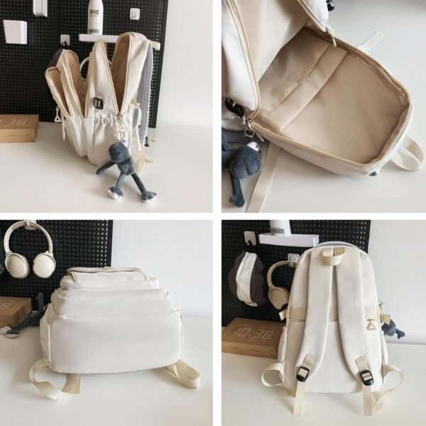 Cute Aesthetic Backpack Girls Backpack for School Large Capacity Bookbags College Backpack for Students Kids Teen Girls Laptop Bookbag Casual Travel Daypacks(White) - Image 3