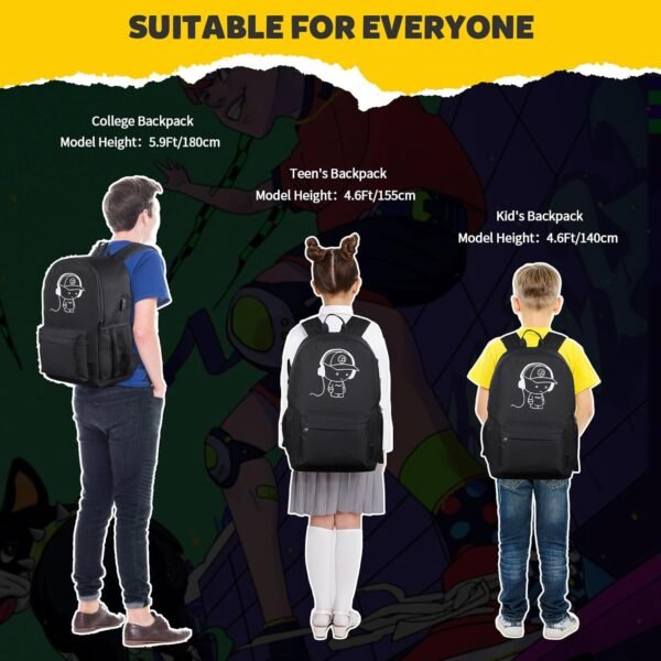 SAMIT Anime Luminous Backpack with USB Charging Port & Anti Theft Lock &Pencil Case Daypack Laptop Backpack - Image 5