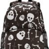 Fisyme Cute Skeleton Funny Backpack Schoolbag Kids Daypack Toddler Travel School Bag Small Mini Backpacks for Kindergarten Preschool Nursery Children Boys Girls with Chest Strap