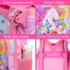 4PCS Rolling Backpack for Girls,Kids Unicorn Bookbag with Roller Wheels, Suitcase School Bag Set for Toddler Elementary - Image 6