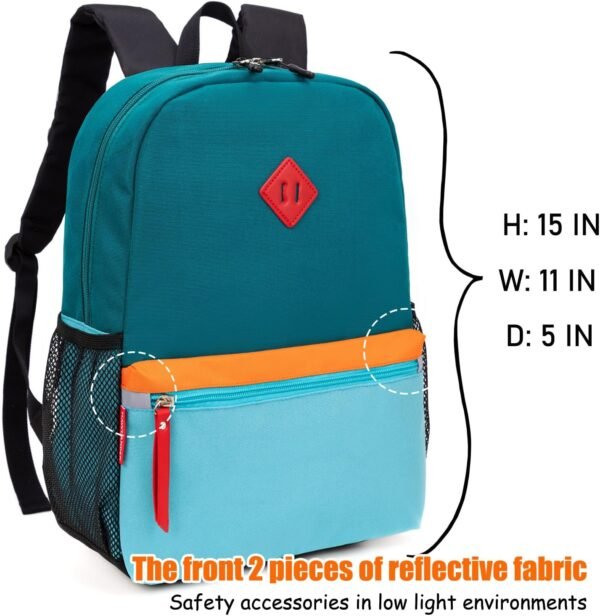 HawLander Little Kids Backpack for Boys Toddler School Bag Fits 3 to 6 years old, 15 inch, Blue Green - Image 2