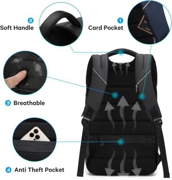BANGE Travel Backpack,Lightweight Work Backpacks for Men, Laptop Backpack for 15.6Inch, Fashion Backpack for Men and Women… - Image 5