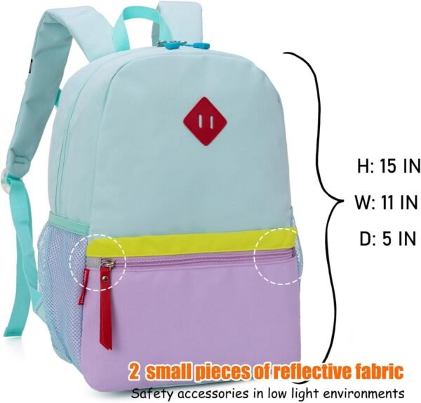 HawLander Preschool Backpack for Toddler Girls, Kids School Bag, Ages 3 to 7 years old, Small, Light Green - Image 2