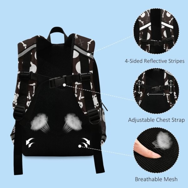 Fisyme Cute Skeleton Funny Backpack Schoolbag Kids Daypack Toddler Travel School Bag Small Mini Backpacks for Kindergarten Preschool Nursery Children Boys Girls with Chest Strap - Image 3