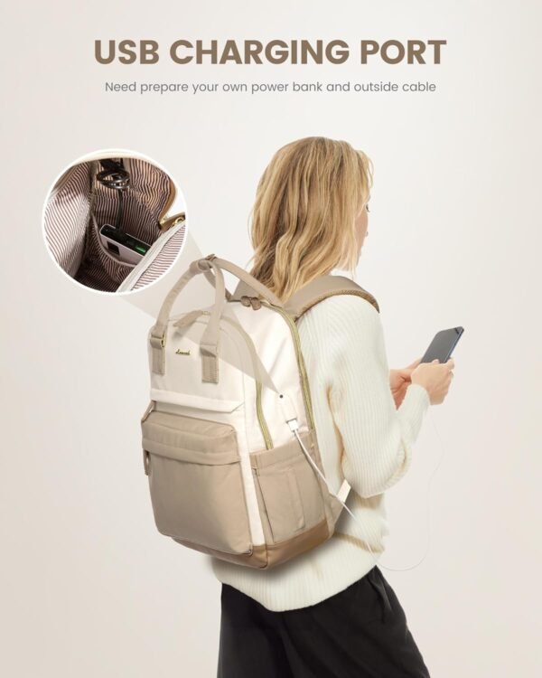LOVEVOOK Travel Laptop Backpack Women, 17.3 Inch Anti-theft Laptop Bag with USB Port, Fashion Waterproof Computer Backpacks Teacher Nurse Backpack Purse for College School Work - Image 4