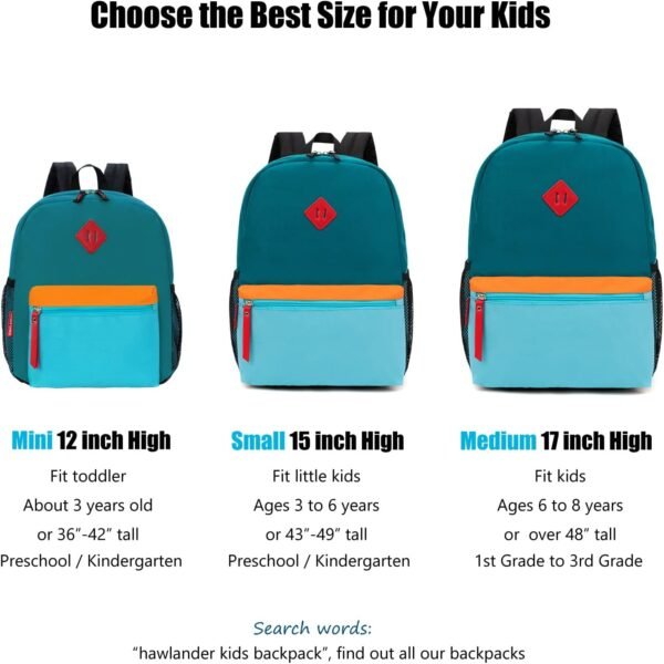 HawLander Little Kids Backpack for Boys Toddler School Bag Fits 3 to 6 years old, 15 inch, Blue Green - Image 5