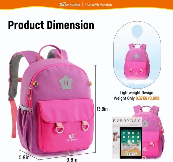 SKYSPER Kids Small Backpack Toddler Travel Backpack with Safety Anti-lost Leash Preschool Daypack for Boys Girls - Image 2