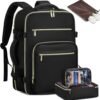 LOVEVOOK Travel Backpack For Women,40L Carry On Backpack Flight Approved,TSA Personal Item Travel Bag Fits 17 Inch Laptop,Business Weekender Overnight Daypack with Toiletry Bag and Cube,Black