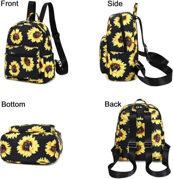 LEDAOU Mini Backpack Girls Cute Small Backpack Purse for Women Teens Kids School Travel Shoulder Purse Bag (Black Sunflower, 1 Pcs) - Image 8