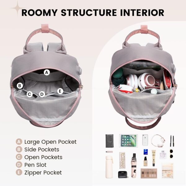 LOVEVOOK Mini Backpack for Women Stylish Waterproof Backpack Purse with USB Port, Cute Bookbag for College School Travel - Image 3