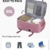 ECOHUB Travel Backpack for Women, Carry on Backpack with USB Charging Hole, Spirit Airlines Personal Item Bag Flight Approved, 15.6 Inch Laptop Backpack with Anti Theft Pockets, 30L, Pink - Image 5