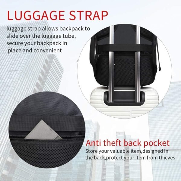 Monsdle Travel Laptop Backpack Anti Theft Backpacks with USB Charging Port, Travel Business Work Bag 15.6 Inch College Computer Bag for Men Women, Black - Image 6
