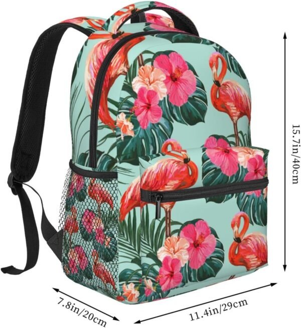 Flamingo Palm Leaves Flower Tropical Backpack For School Laptop Bags Bookbag Big Casual Daypack For Student Girls Boys Kids Teens Travel Sports Work - Image 2