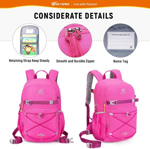 SKYSPER Kids Backpack - 15L Travel Backpacking Small Age 4-6 Ergonomical Design Multi-compartment Breathable Day Pack Preschool Kindergarten Bag - Image 4