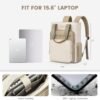 LOVEVOOK Laptop Backpack for Women, 15.6 Inch Work Business Travel Backpack, Fation Teacher Doctor Nurse Backpack Purse, Waterproof Cute Backpack, Khaki-Beige - Image 2