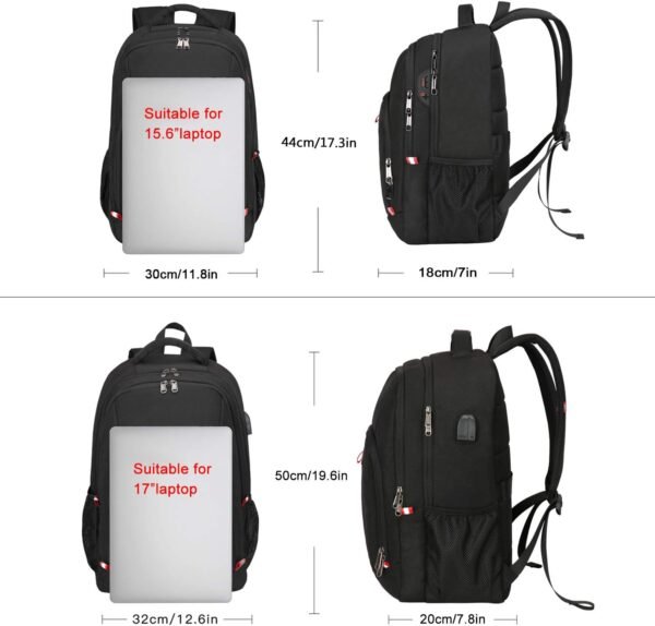 Della Gao Laptop Backpack, Business Travel Backpack with USB Charging Slit for Men Womens, Anti Theft Water Resistant Computer Backpack Fits 15 Inch Laptop and Notebook, Black - Image 5