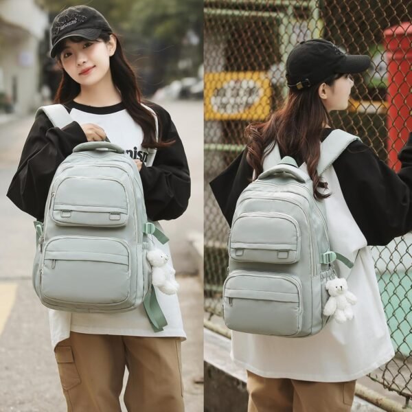 School Backpack for Kids Girls Cute Travel Backapck for College Women Men Casual Laptop Bookbag for Teen Student(Green) - Image 6