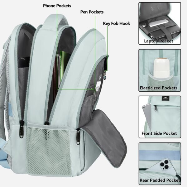 MATEIN Travel Laptop Backpack, Lightweight Anti Theft School Bookbag for Girls Boys and Students with USB Charging Port, Water Resistant 15.6 Inch Computer Bag Sturdy College Daypack Gift for Women - Image 4