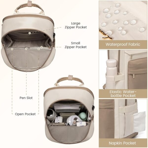 LOVEVOOK Laptop Backpack for Women 15.6 Inch,Cute Backpack Laptop Bag with USB Port,Waterproof Travel Backpack Purse Teacher Nurse Bag Fashion Computer Bag for Work - Image 6