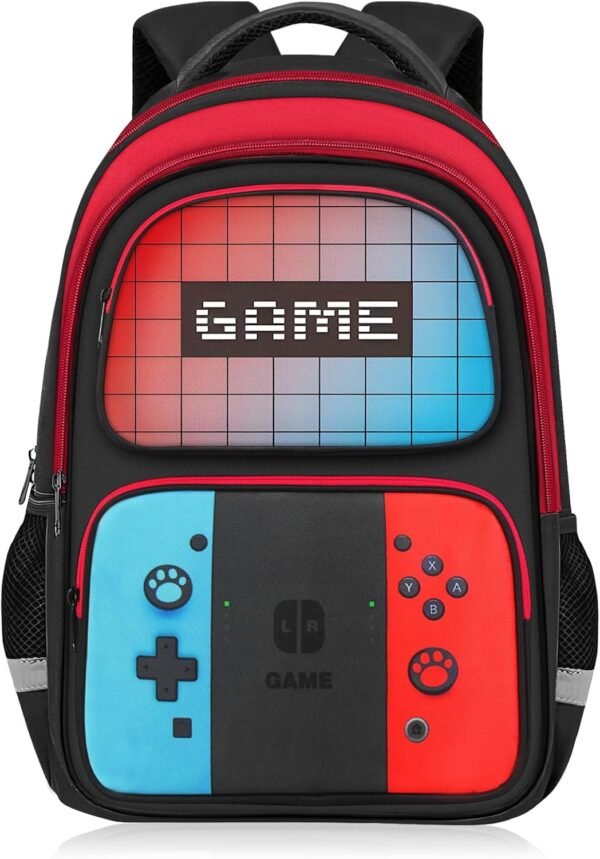School Backpack For Boys - Gamer Boys Backpack For Kids Children Teens Elementary Middle School - Boys Backpacks Ages 6-18，17″ Video Game Bookbag Travel Back Pack