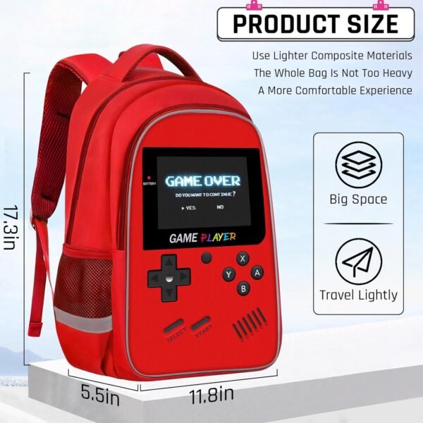 Backpack For School Boys - Gamer Boys Backpack For Elementary Middle School - Boys Backpacks Ages 6-18 Kids Children Teens ，17″ Video Game Bookbag Travel Back Pack - Image 6