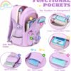 Kawaii Girls Backpack for School, Cute Teenage Multiple Pockets Backpack, Fashion Bookbag for Primary Elementary High School, Purple - Image 4