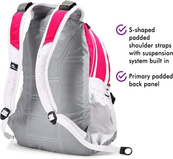 High Sierra Loop Backpack, Travel, or Work Bookbag with tablet sleeve, One Size, Pink Punch/White/Ash - Image 4