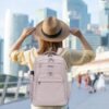 KROSER Travel Laptop Backpack 17 Inch Large Computer Backpack Water-Repellent Daypack with USB Charging Port & Headphone Interface RFID Pockets for Work/Business/College/Men/Women Dusty Pink(Quilted) - Image 7