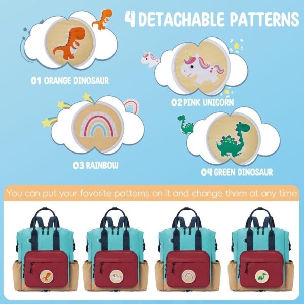 CLUCI Toddler Backpack Kids Backpacks For Boys Preschool Kindergarten Elementary Daycare Backpack For School & Travel Bookbag with 4 Detachable Cute Patches - Image 3