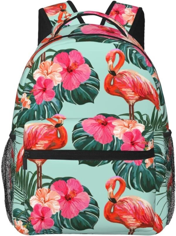Flamingo Palm Leaves Flower Tropical Backpack For School Laptop Bags Bookbag Big Casual Daypack For Student Girls Boys Kids Teens Travel Sports Work - Image 6