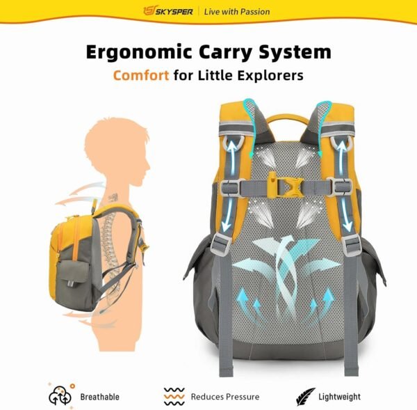 SKYSPER Kids Backpack 10L Toddler Backpack Travel Daypack for Preschool and Kindergarten(Yellow) - Image 3
