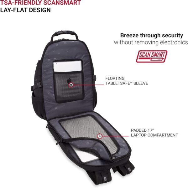 SwissGear 1900 Scansmart TSA 17-Inch Laptop Backpack, Black - Image 5