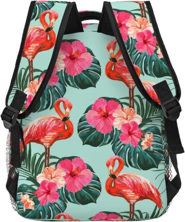 Flamingo Palm Leaves Flower Tropical Backpack For School Laptop Bags Bookbag Big Casual Daypack For Student Girls Boys Kids Teens Travel Sports Work - Image 4